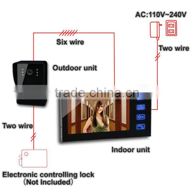 Video Handsfree Intercom Camera IR Home Night Vision 7" LCD Color Door Phone Bell
