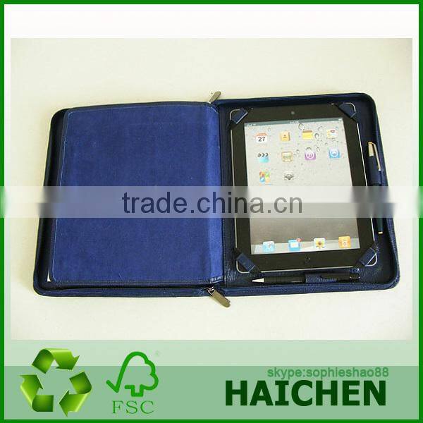 Hot Selling Leather Portfolio Case With Zipper Closure