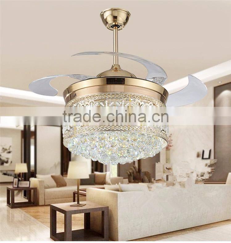 42 inch crystal ceiling fan with light LED
