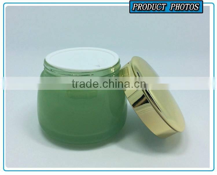 120ML Green and Pink coloured glass cosmetic jar