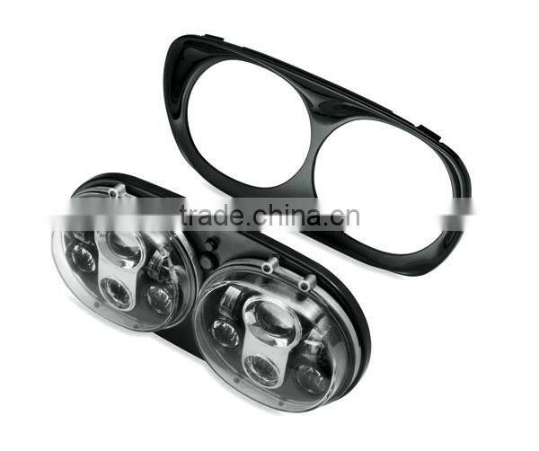 Black Twin Headlight Dual Lamp For Harley Davidson Road Glide Custom Fits Harley Road Glide