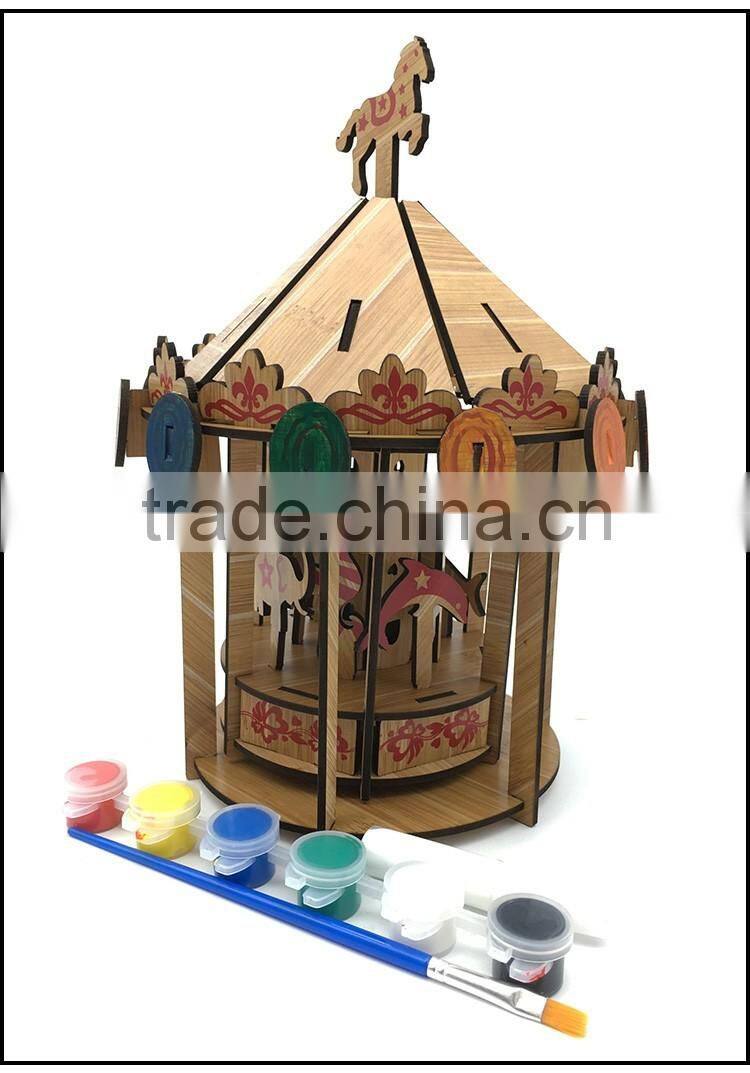 Wooden Mini Merry-go-round Model