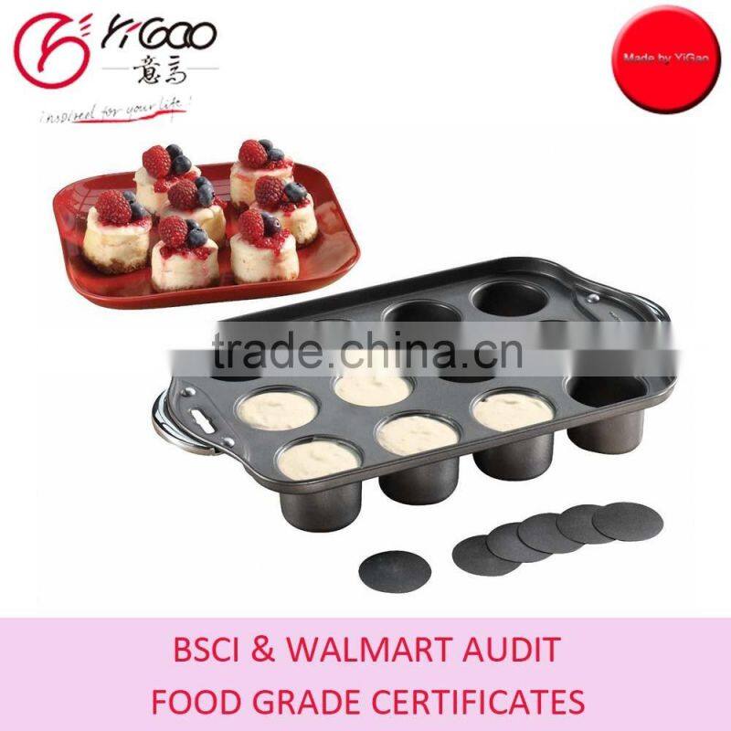 heart shaped cheesecake pan,12cup, gray,non stick, color box packaging
