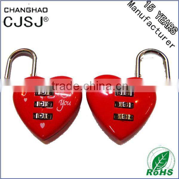 CJSJ Hot Sale Cable Padlock CH-28B red heart shaped combination lock