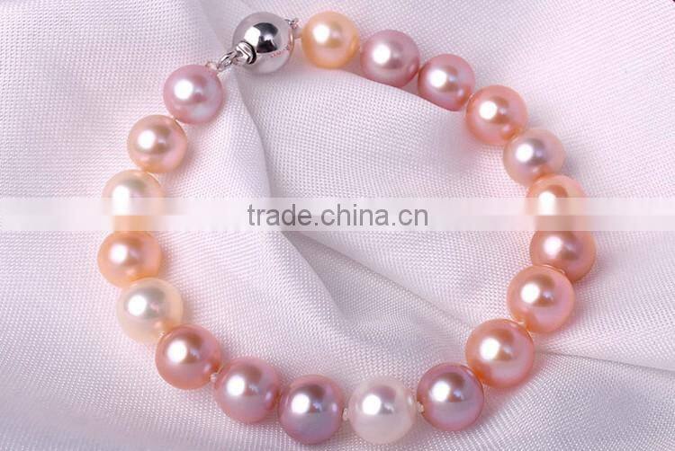 Mix color round shape freshwater pearl pearl bracelet jewelry