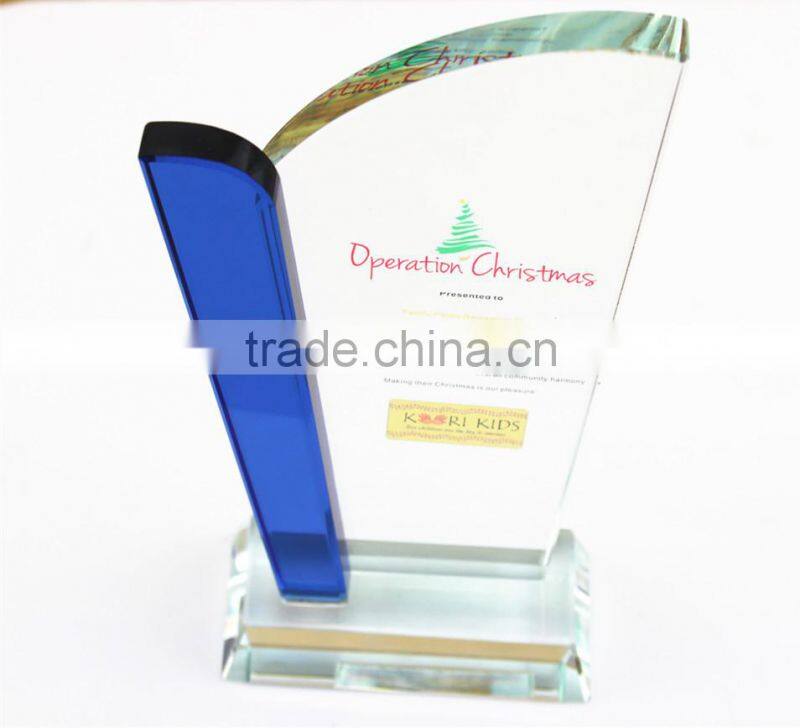 New fashion factory directly sale crystal blue trophy and award