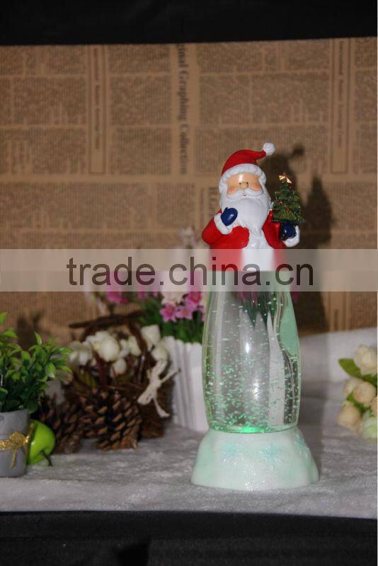 Led water filled christmas light battery operated flameless christmas Santa Clau light christmas vners for decoration