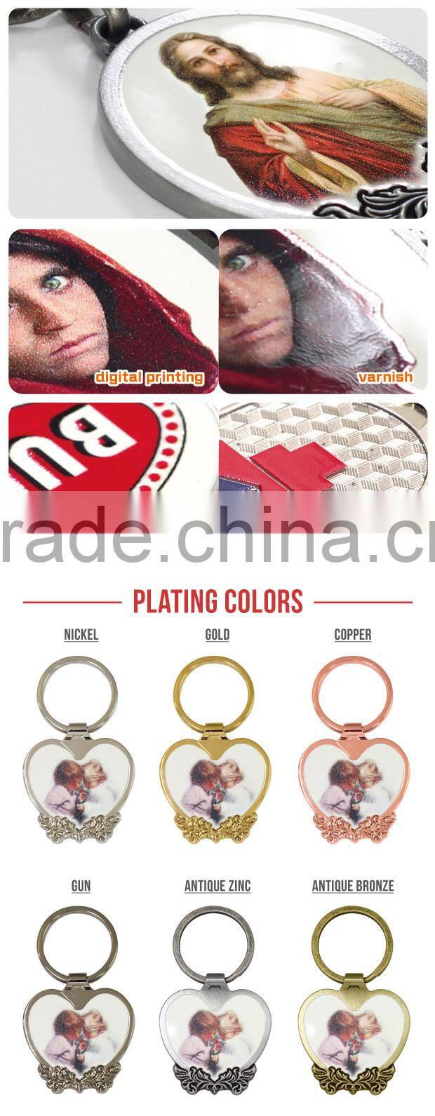 Wholesale high quality heart shape love heart custom digital printed keychain