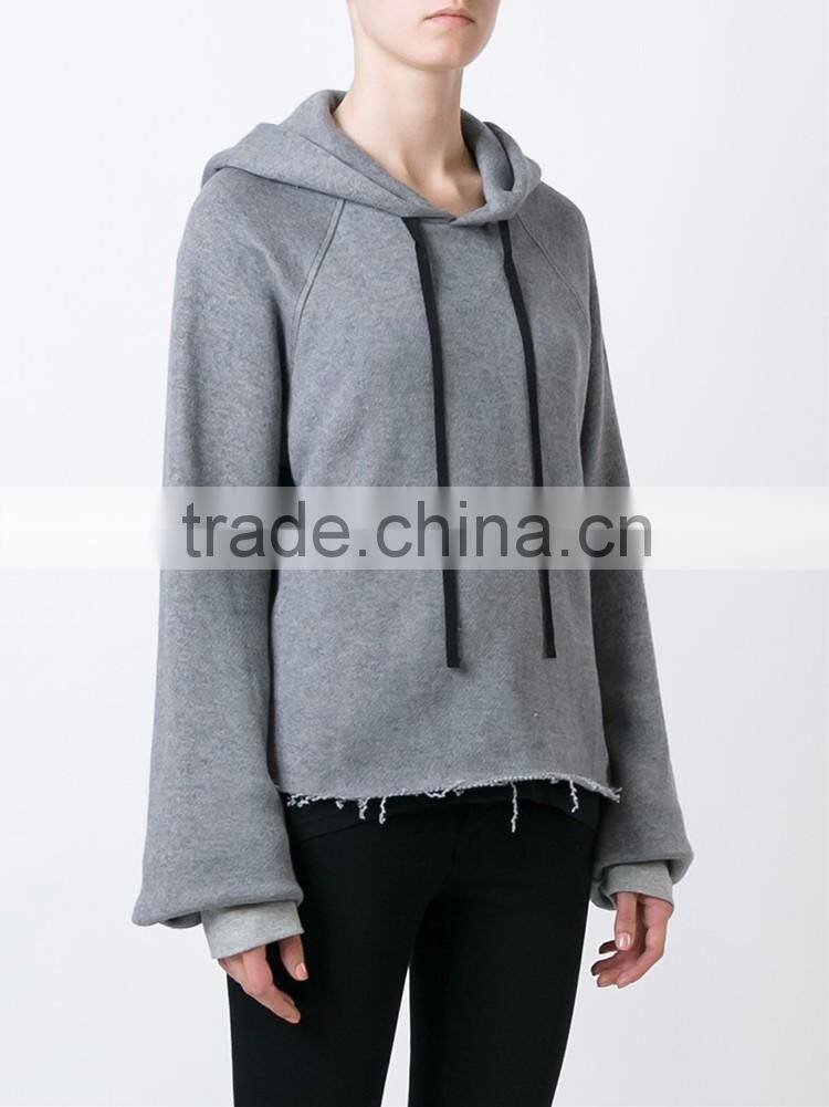 Fashion custom wear the side hem grey women hoodie