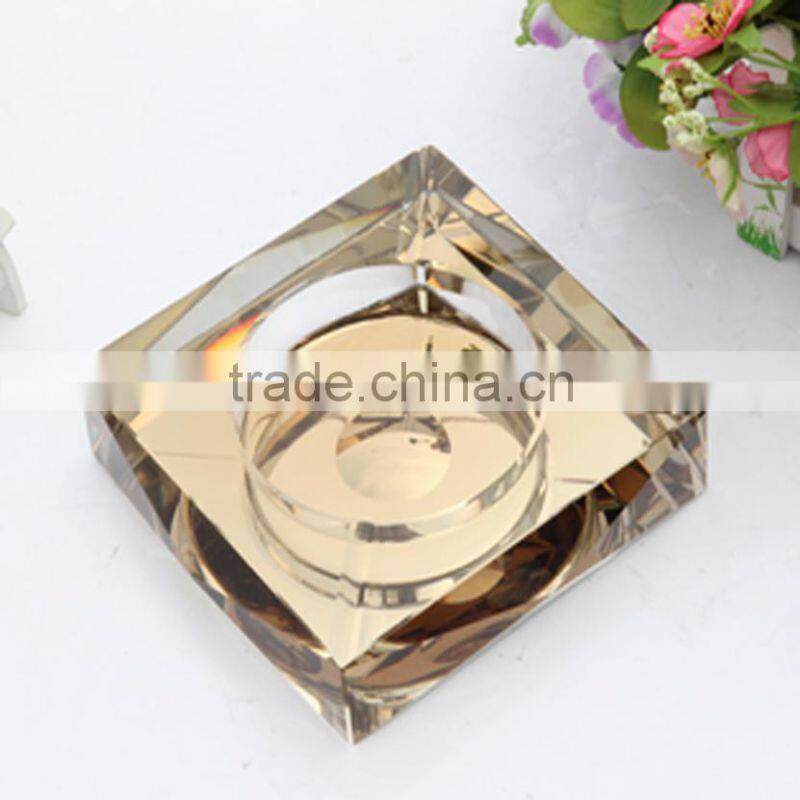 Europe Cube Gold Color Antique Glass Decorative Outdoor Ashtray For Home Office Decoration