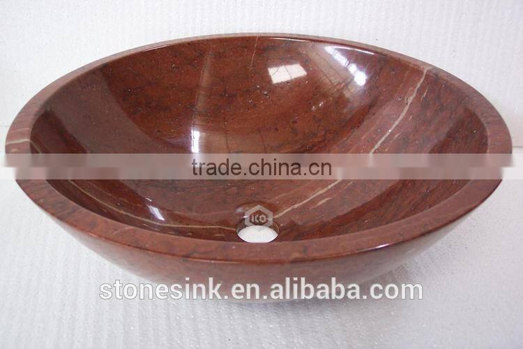 Natural handmade marble red water basin