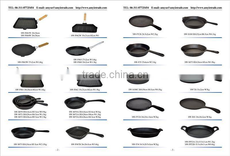 Cast Iron Cookware Pan, Wood Handle Cast Iron Pan