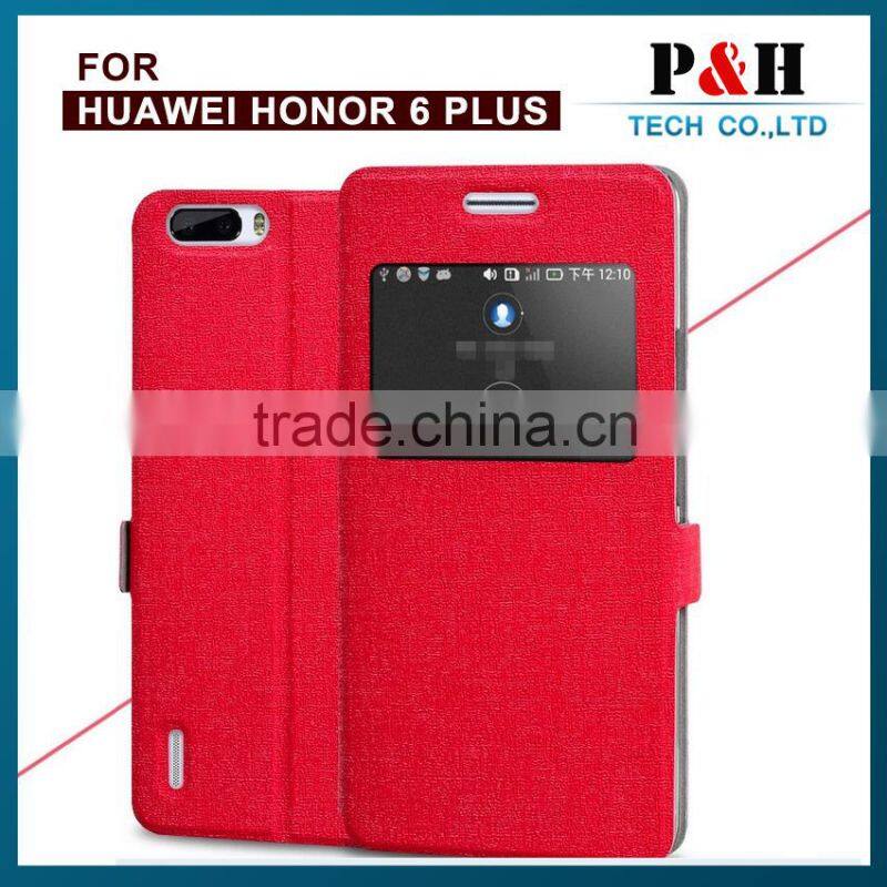 China Wholesale PU Leather Case Flip Phone Case with Window View for Huawei Honor 6