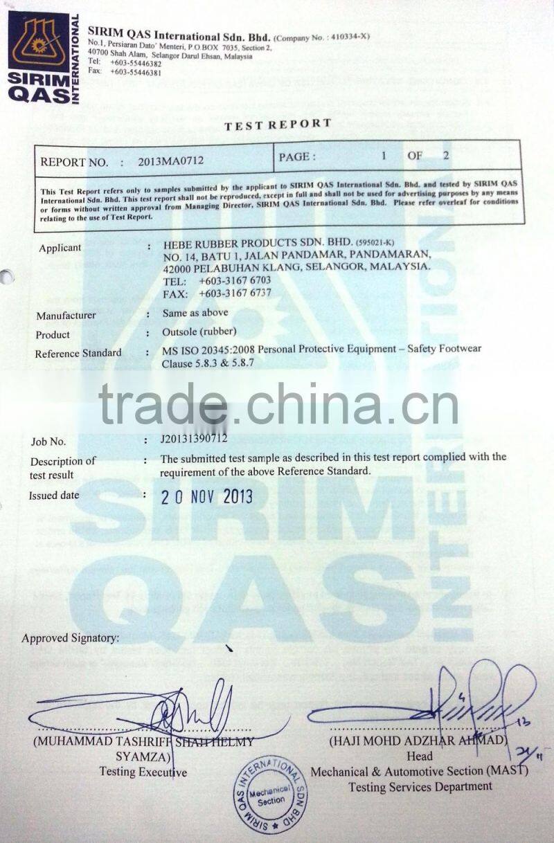 ESD Safety Rubber Outsole for industrial shoe