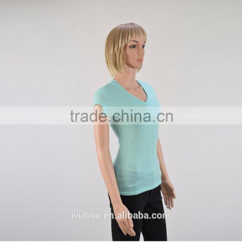 2016 Women's V neck pure color fitness t-shirts