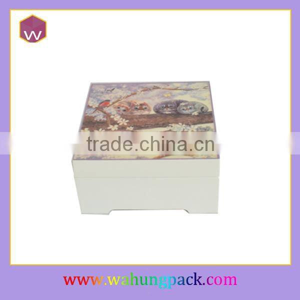 Square Wooden Painting Small Music Box/Jewelry Box/Gift Box With Custom Music