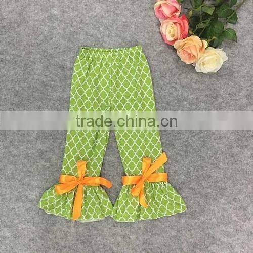 2015 yiwu koya factory wholesale pumpkin halloween girls fall boutique outfit white top hairbow ruffle pant set boutique outfits