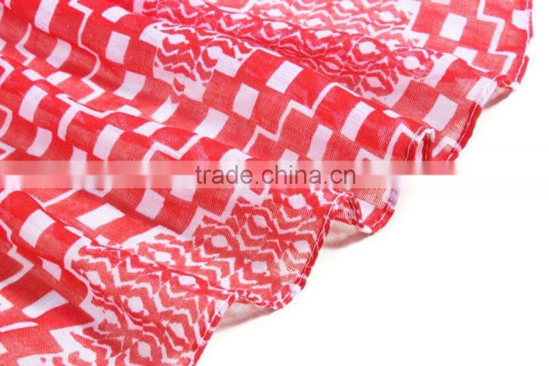plaid red color infinity 100% polyester scarf