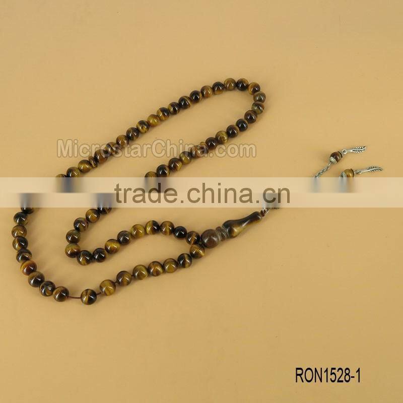 Handmade Tasbih Prayer Beads Worry Stone Misbaha 66 Beads Rosary Tigereye