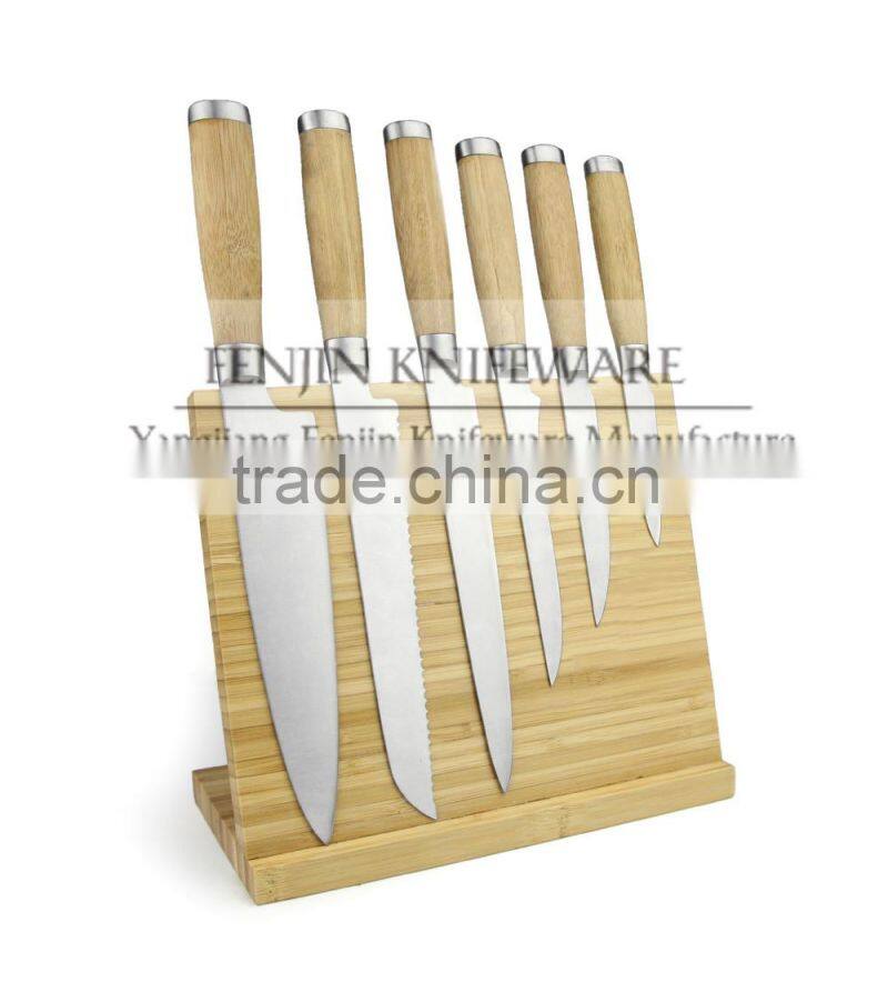 5PCS Stainless Steel Blade Kitchen Knife Set with Block