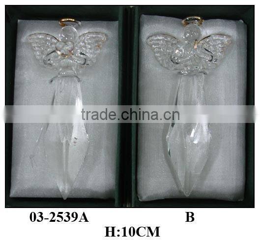 large crystal craft angel with heart glass decoration