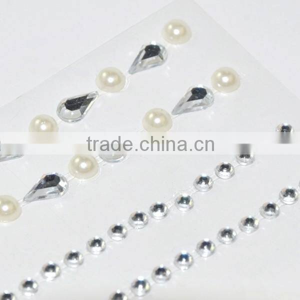 Custom rhinestone sticker sheet colorful crystal pearl bling sticker self-adhesive acrylic sticker for car gift decoration