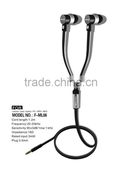 OEM soft rubber hand-free cell phone earphone with factory supply