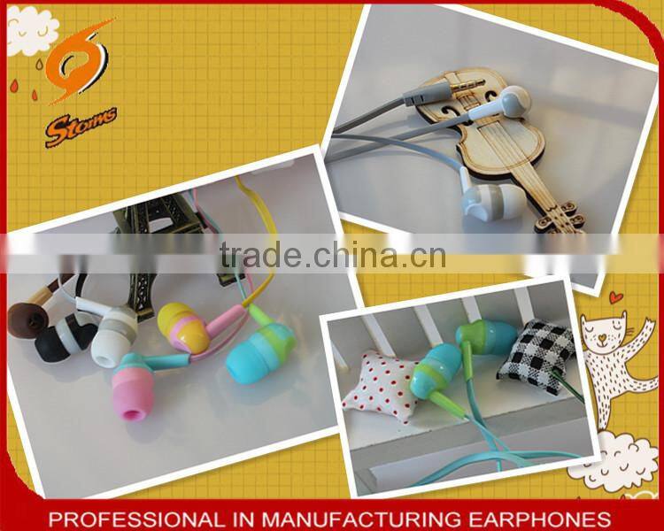 New Products Colorful Earphones With Mic,Flat Cable Earphone.