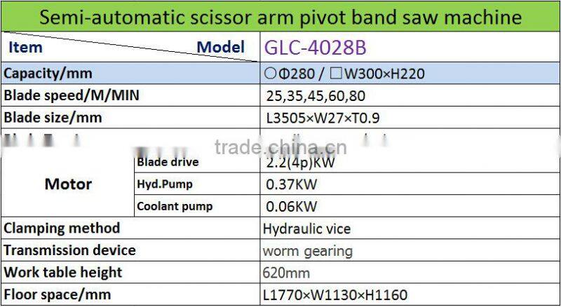 Swing arm metal cut horizontal band saw