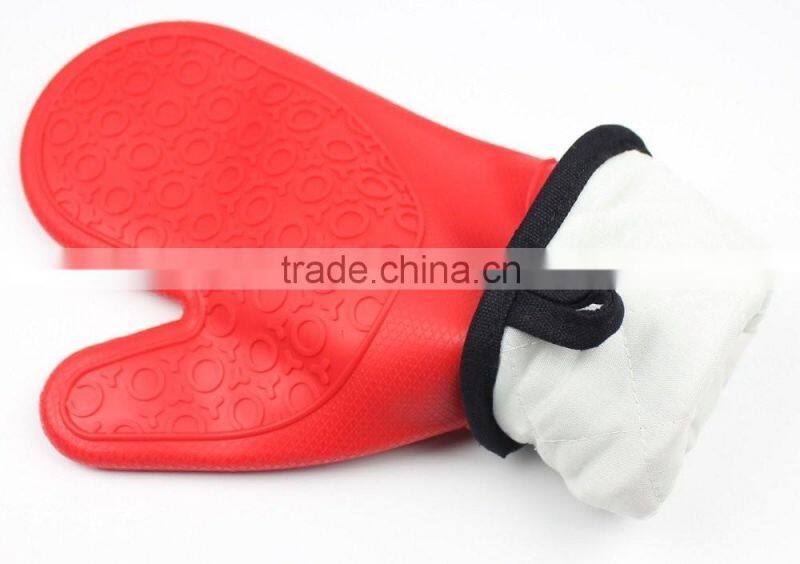 1Pair Red Long Oven Mitts Heat Resistant BBQ Silicone Gloves