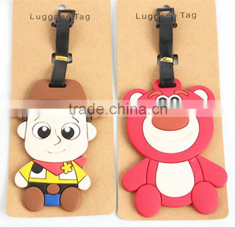 Animation Print Custom Luggage Tag Soft PVC Travel Cut Design Bag Tag