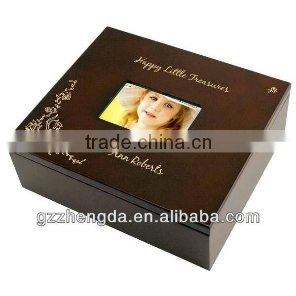 High quality customized made-in-china Varnished Wooden Box with Metal Plate