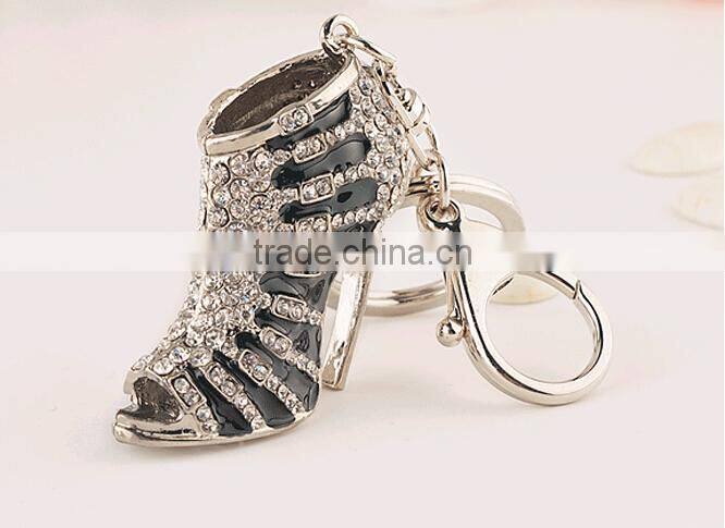 2016 New High Heel Keychains Rhinestone Shoe Keyring charm Women Handbag key holder,girl bag Pendant Jewelry