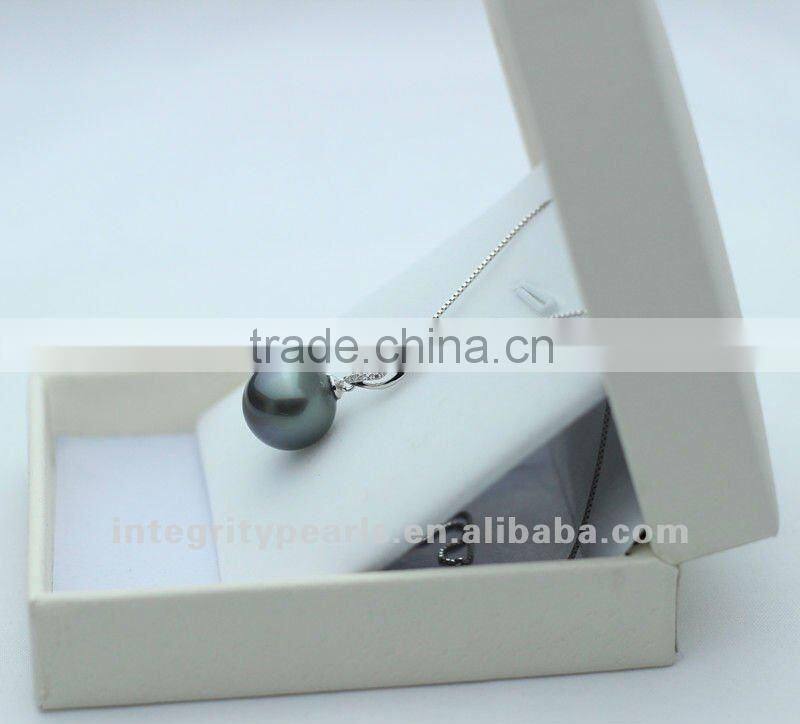 12-13mm peacock sea water Tahiti pearl pendant settings white gold