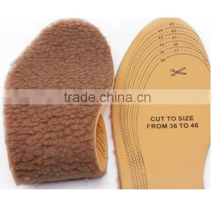 Winter warm latex sheep wool felt insole with cut line