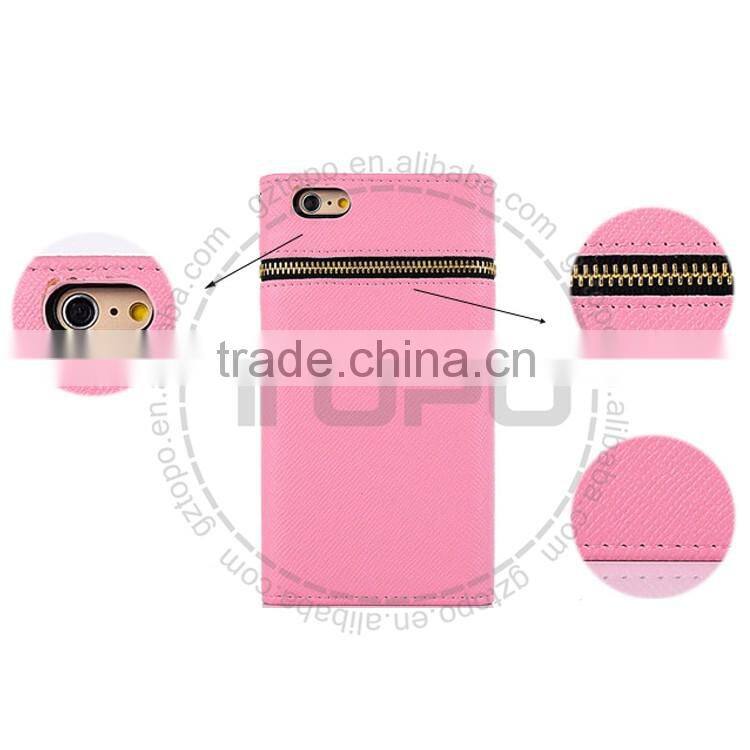 wholesale Rivet bling bling wallet case for iphone 6 leather voltage holster card zipper flip cover case for iphone 6s plus
