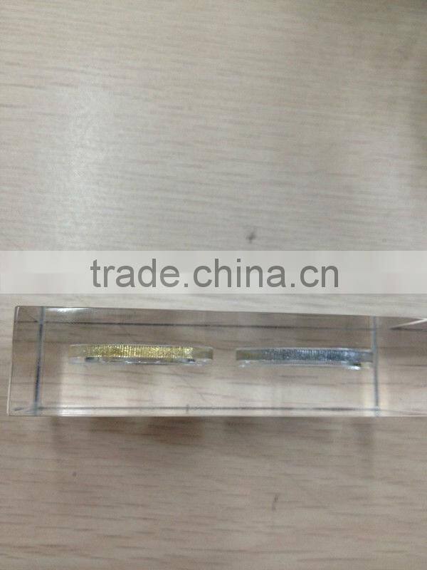 hot sales clear polyester resin paperweight with coin inside
