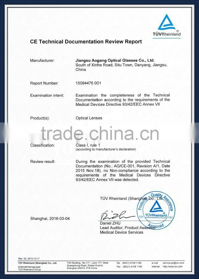 1.61 coating blue block glasses ophthalmic lenses