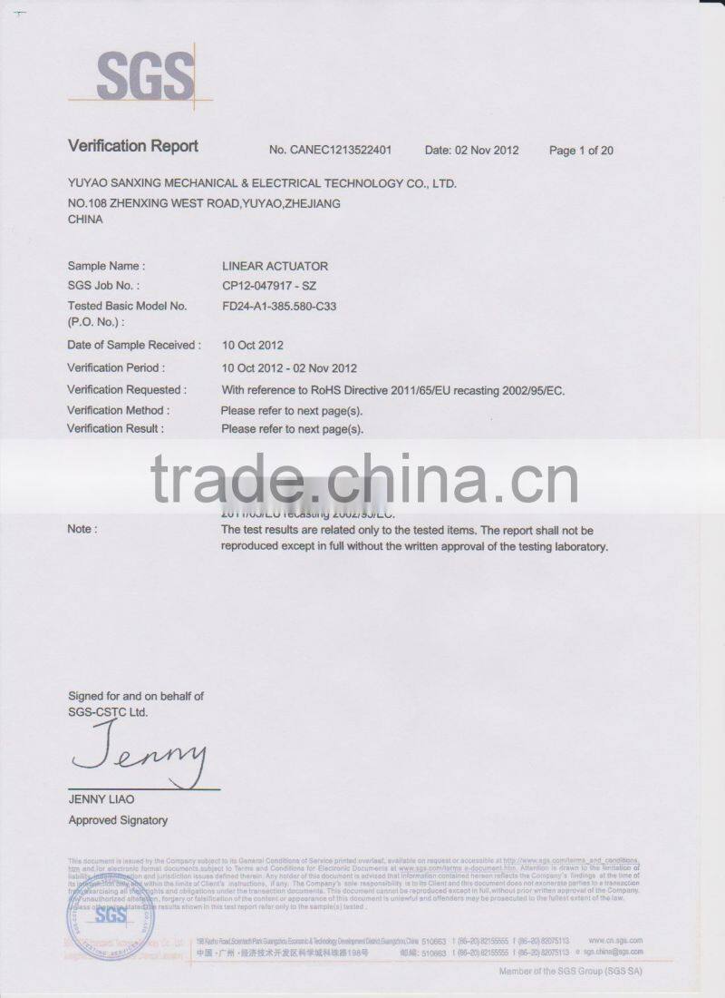 IP65 high waterproof solar tracker system mini linear actuator