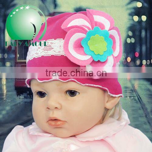 2015 New New Design Fashion Felt Flower Cotton Infant knit Modern Headwear