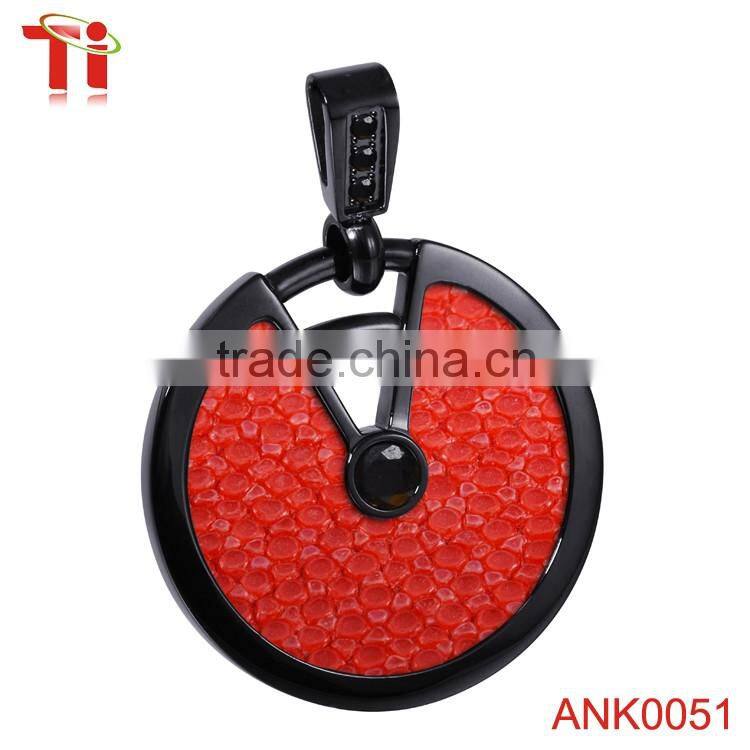Genuine stingray leather and stainless steel hidden camera pendant fancy pendant designs for girls, big stone pendant design