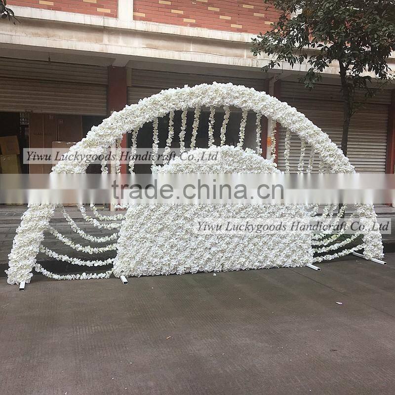 LFB507 latest design white rose hydrangea event stage backdrop wedding flower backdrop