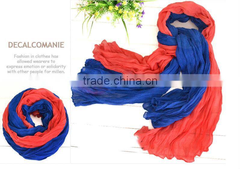 Promotion 1Dollar Scarf 2014 New Fashion Women Girls Candy Color Crinkle Long Soft Scarf Wrap Shawl Stole
