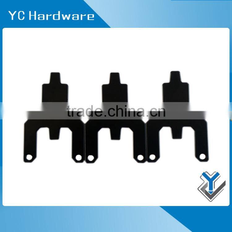 small black powder coated metal bracket for equipment