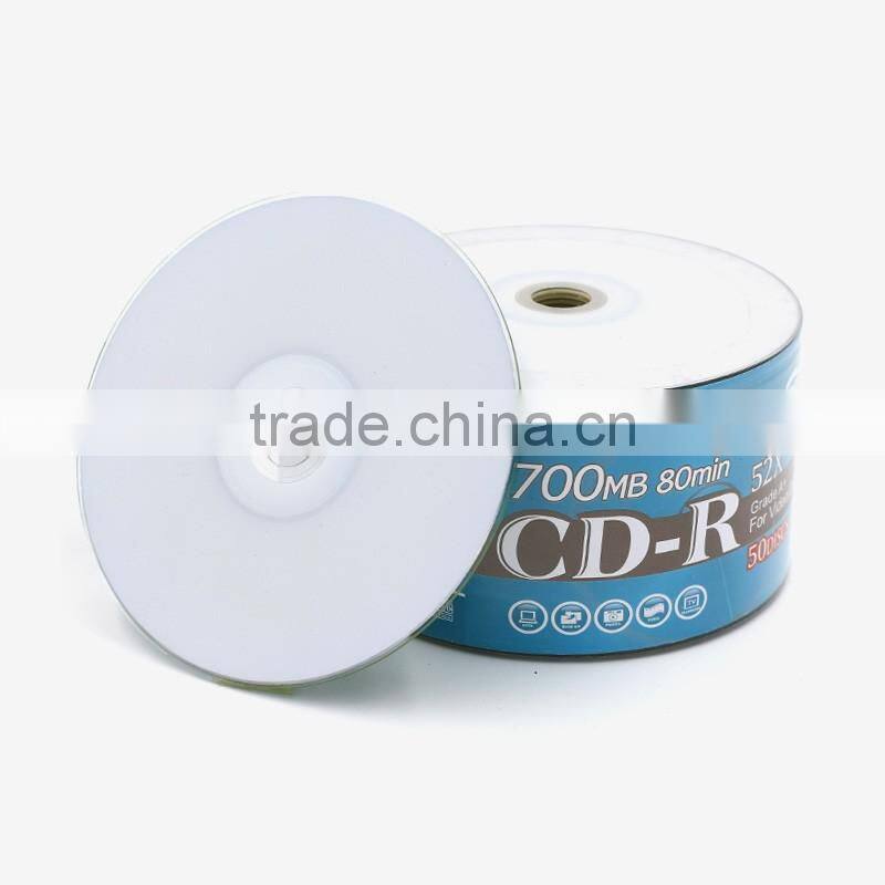 50 Pack RONC 52X CD-R 700MB 80Min White Inkjet Printable CDR