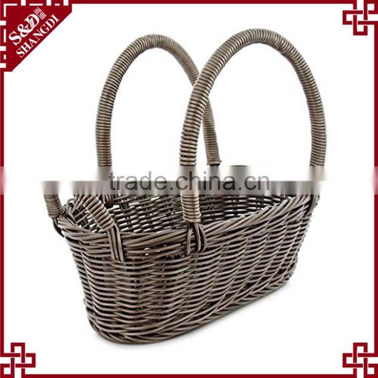 Cheap promotion wine packing used plastic wicker baskets for wine bottles