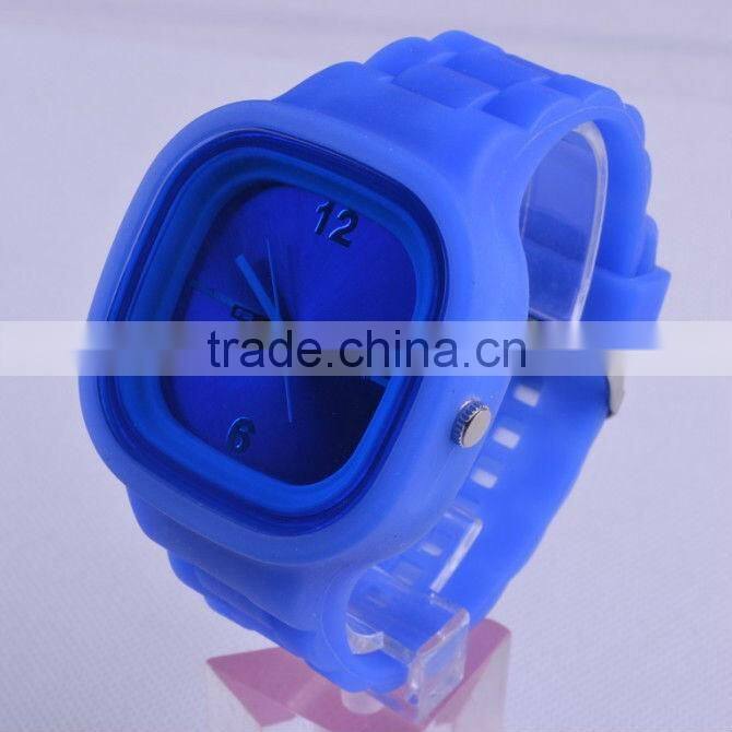 Stylish square face quartz silicon jelly watch