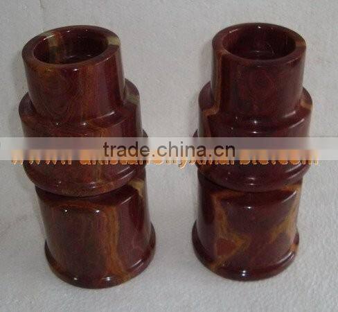 NATURAL COLOR ONYX CANDLE HOLDERS STANDS