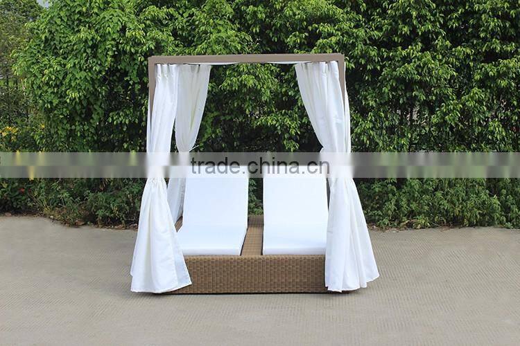 Wicker Furniture Quadrate Double Fabric Sun Loungers