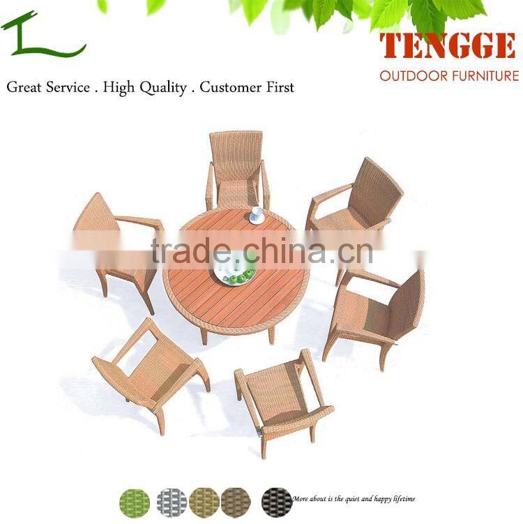 YH-5131 6 seater dinner set wood plastic rattan wicker outdoor furniture